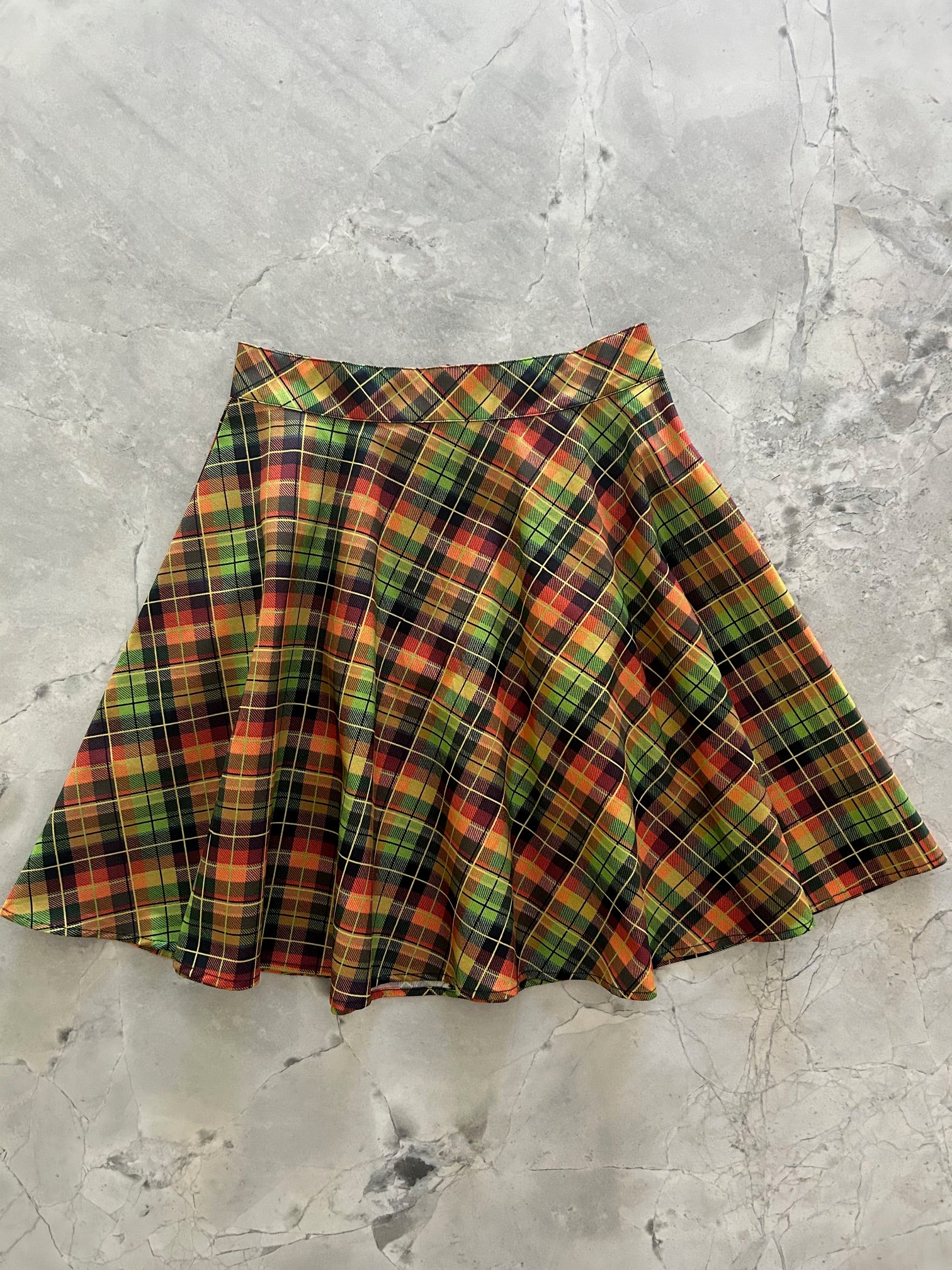 Multicolor plaid skater skirt best sale