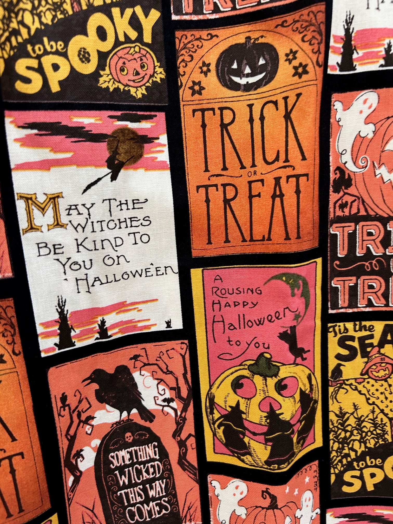 close up of trick or treat fabric