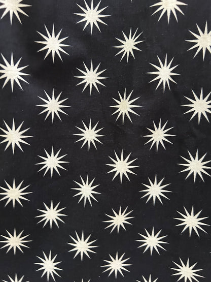 close up of the starburst print on black background