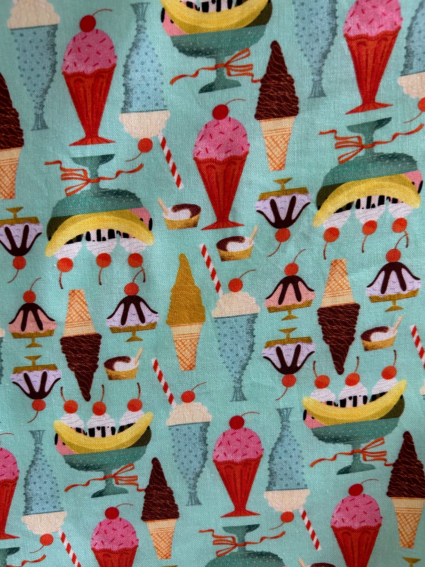 close up of print showing all the ice cream sundays and treats