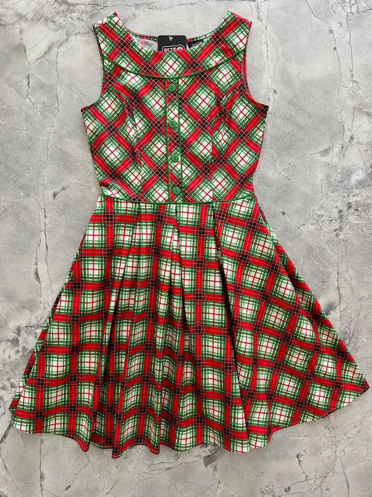 flatlay of holiday red and green plaid