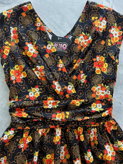 flatlay of autumn floral greta dress bodice