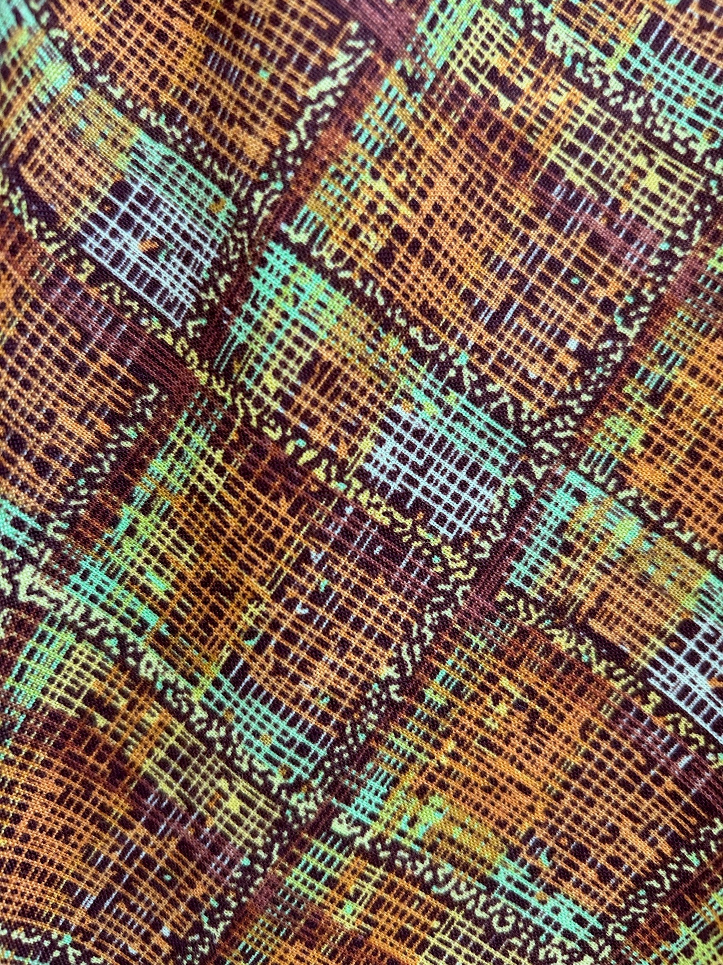 close up of rust plaid showing the textured pattern