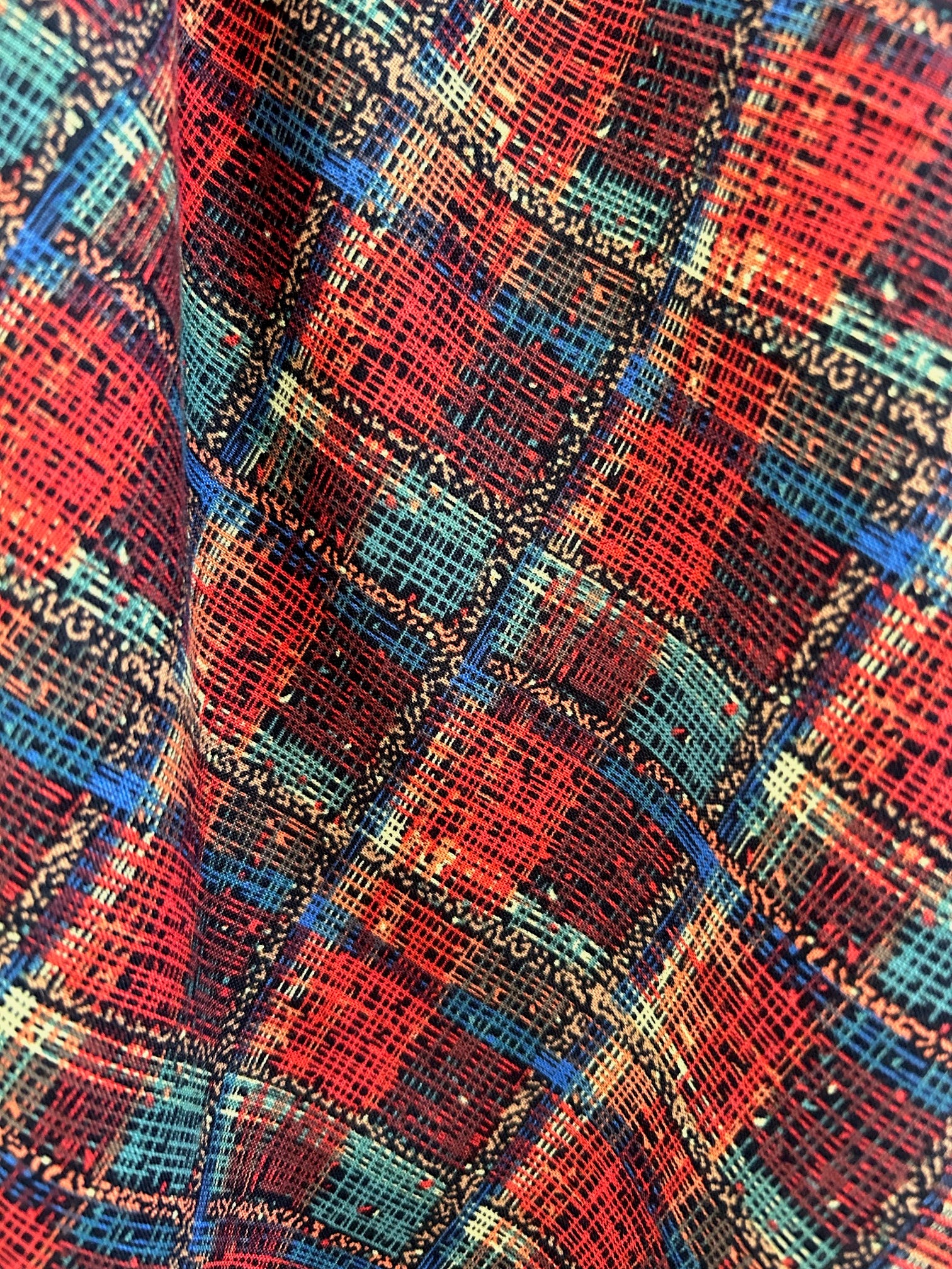 close up of holiday plaid 