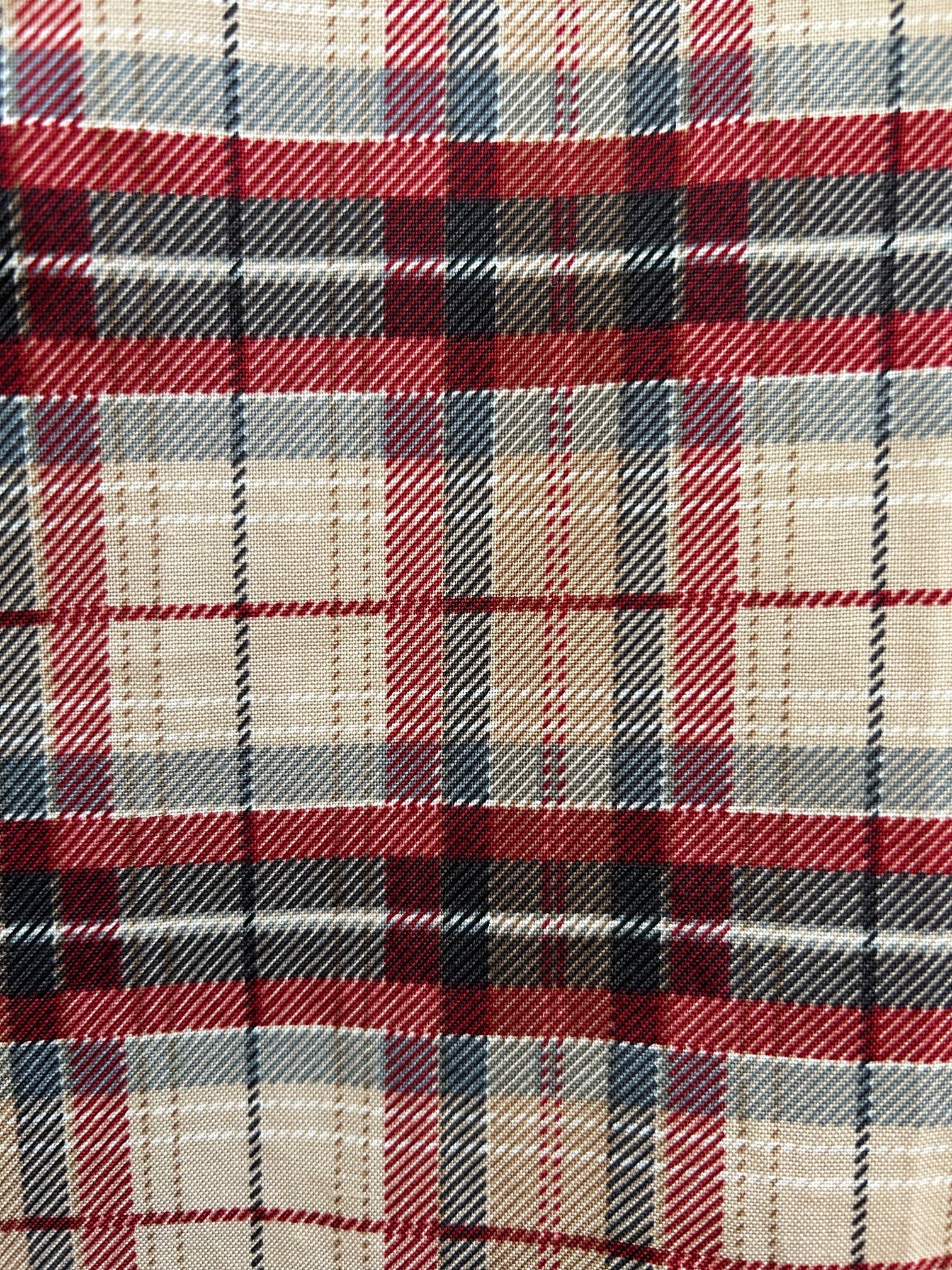 close up of plaid skirt showing the plaid pattern