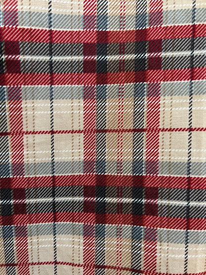 close up of plaid skirt showing the plaid pattern