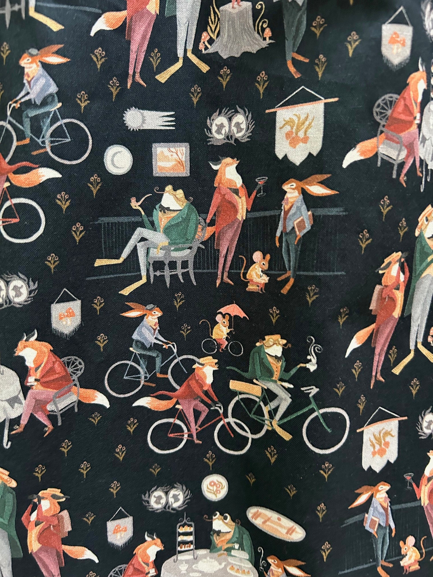 fabric showing dapper dressed animals