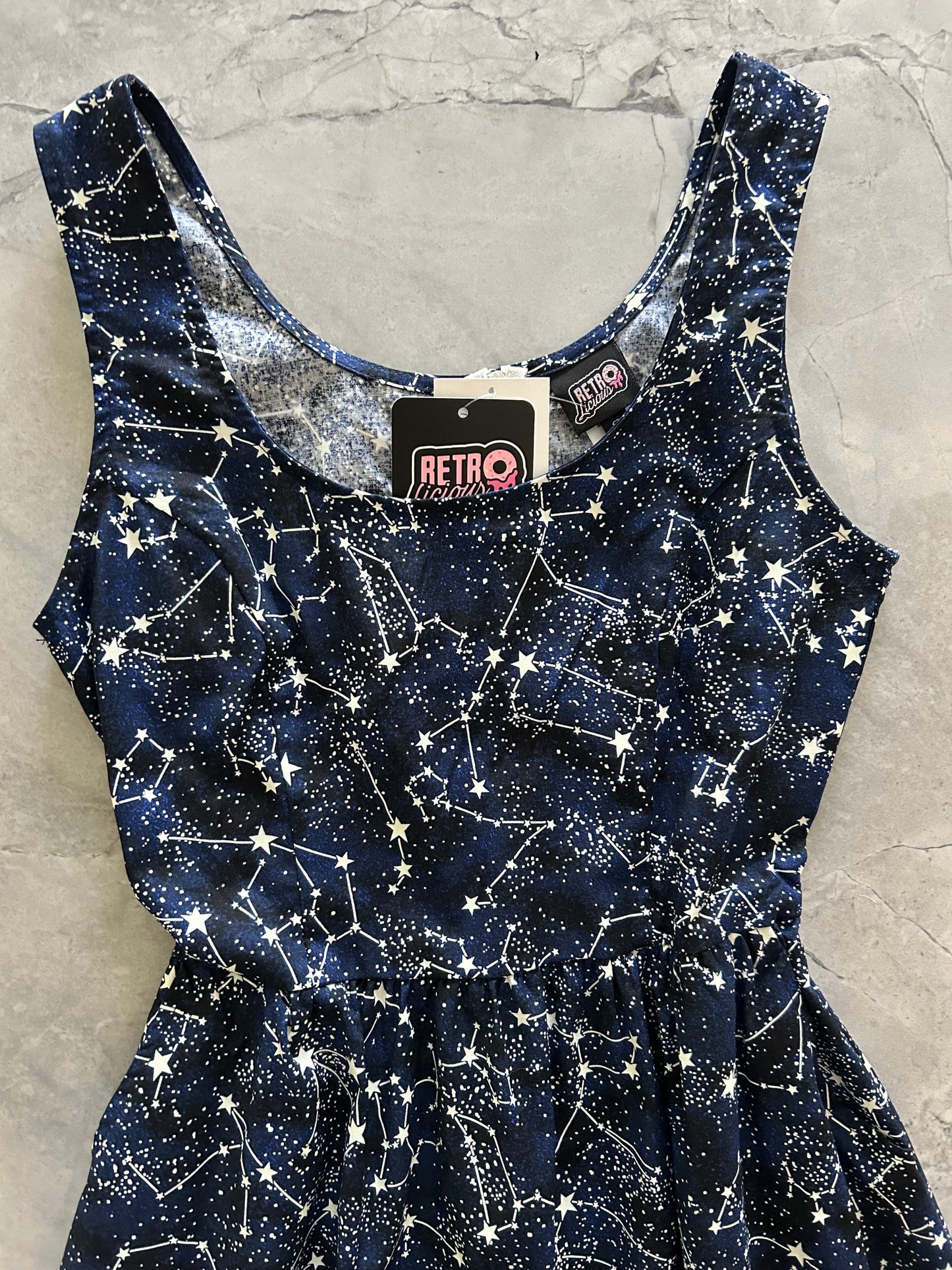 close up of bodice of constellations dress