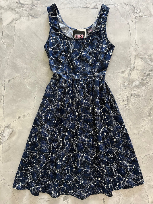 flatlay of constellations dress