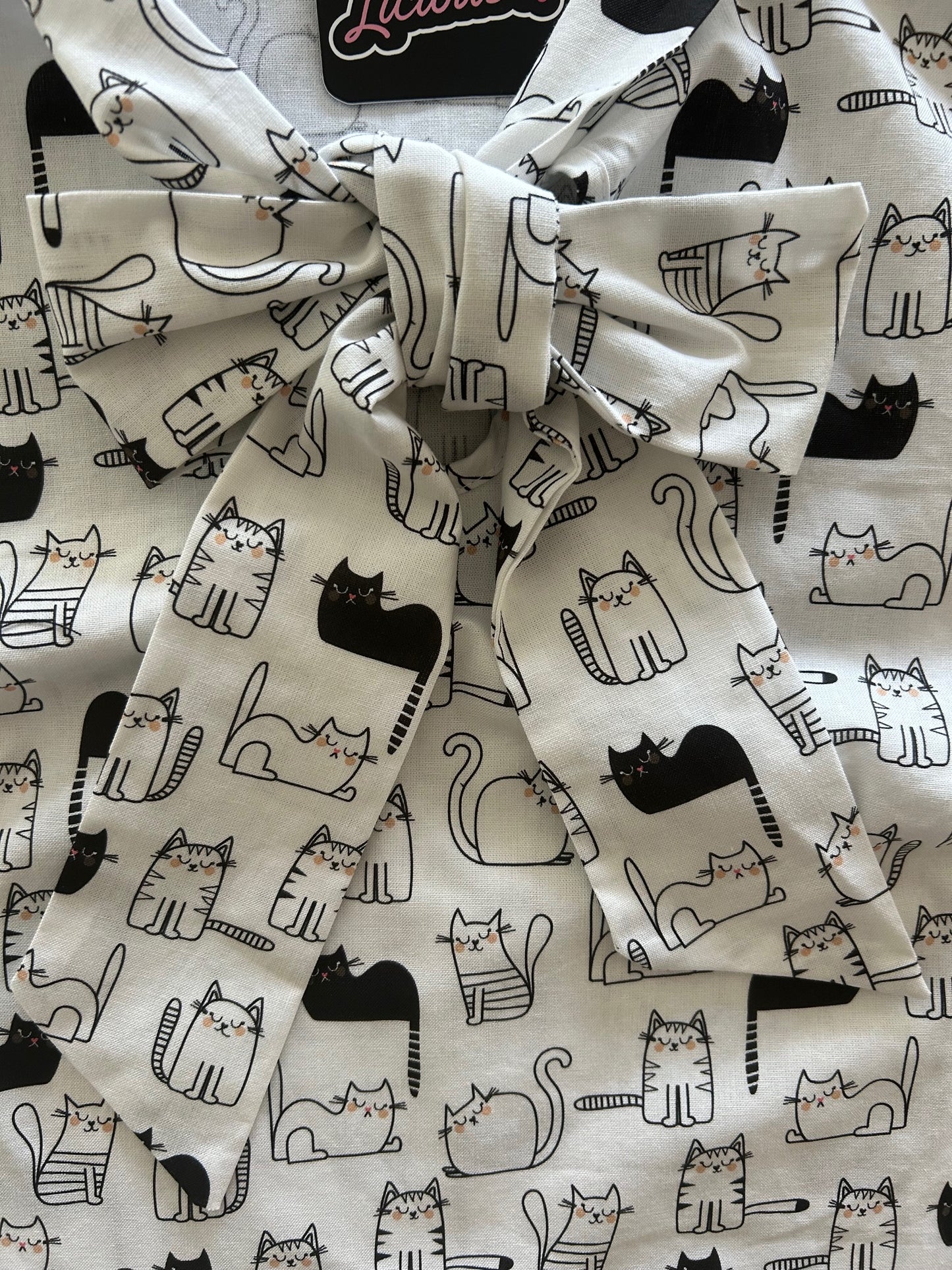 close up of cats bow top showing black and white cats laying around close up of front bow