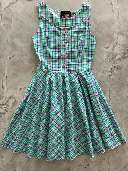 flatlay of plaid elizabeth dress