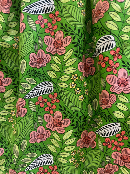 close up of the mod floral on green background