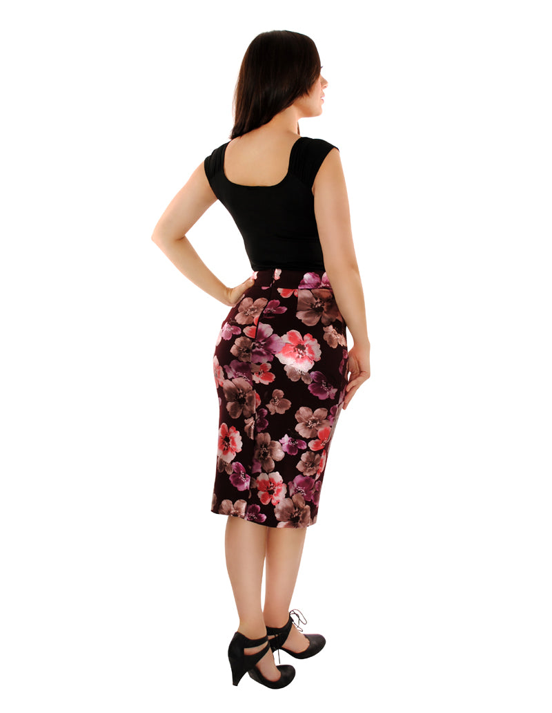 Boss Lady Pencil Skirt in Floral | Retro Women's Clothing