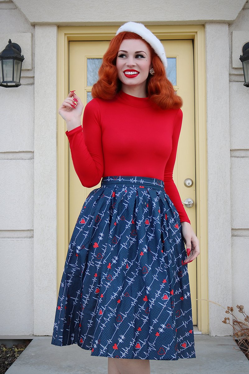Red Mock Neck Top | Vintage Style Tops – Retrolicious