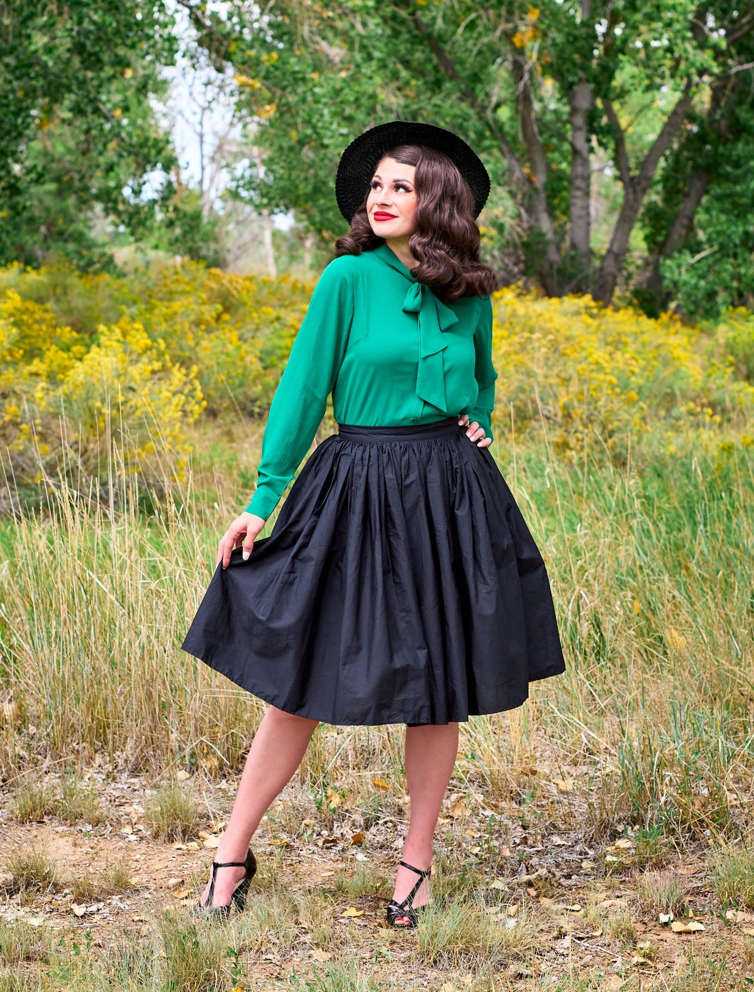 Retrolicious 4995 Helen Retro Blouse in Green 1950s Style Clothing